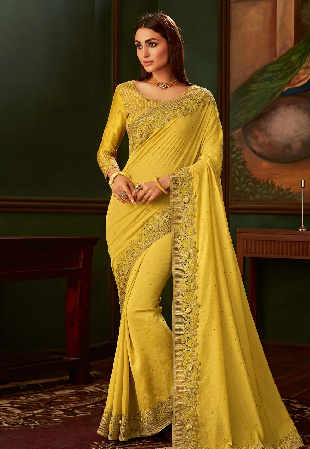 Yellow Silk Saree With Blouse 198108
