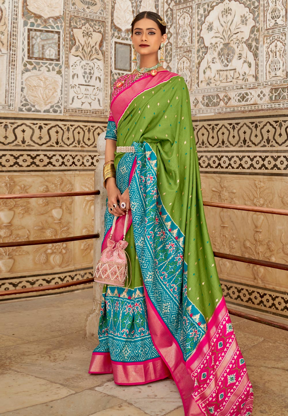Green Patola Silk Saree With Blouse 244963