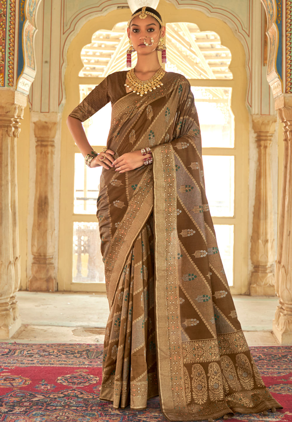 Brown Silk Saree With Blouse 250751