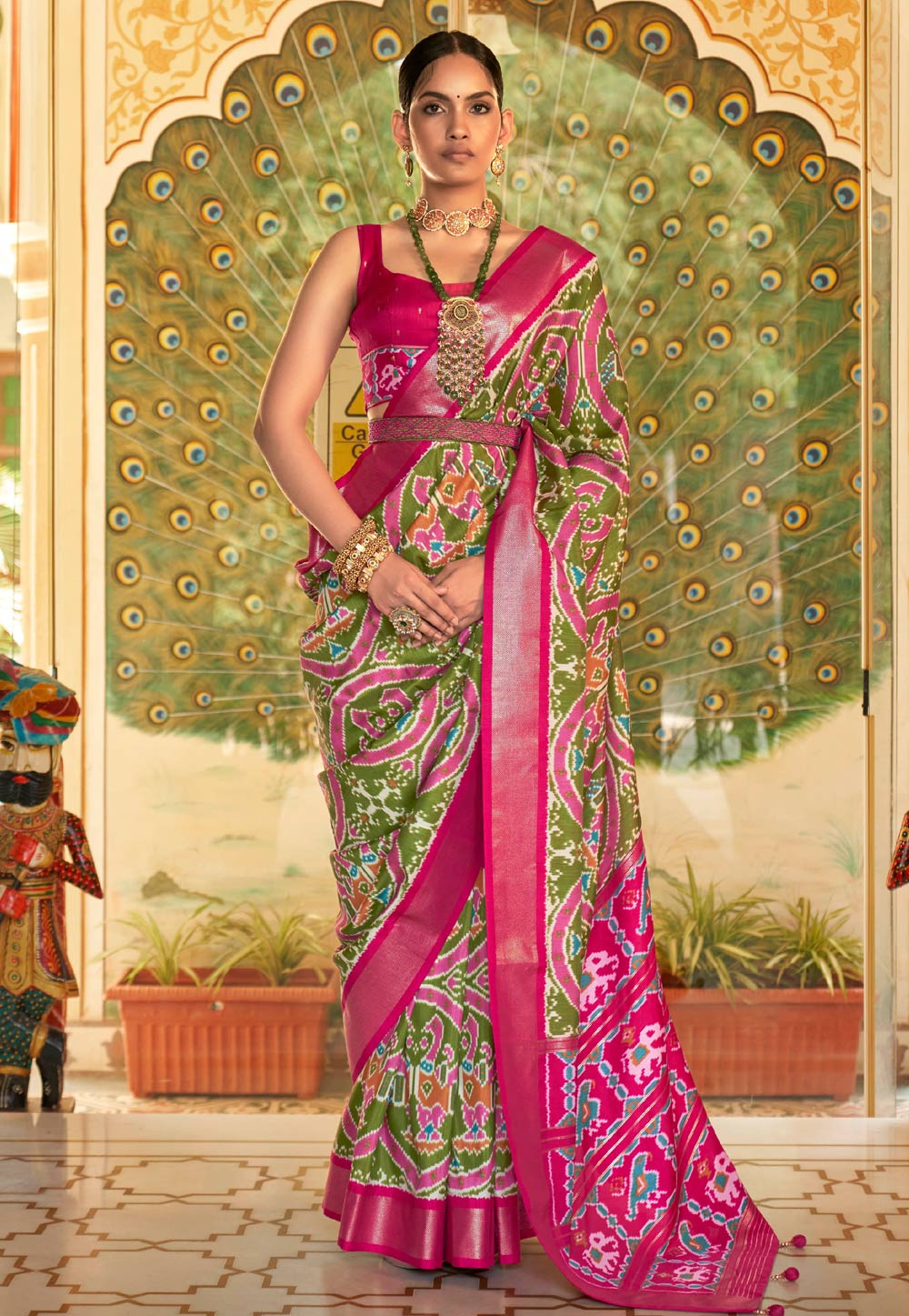 Green Silk Saree With Blouse 250936