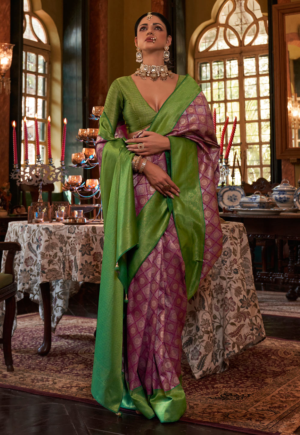 Purple Kanjivaram Silk Saree With Blouse 266192
