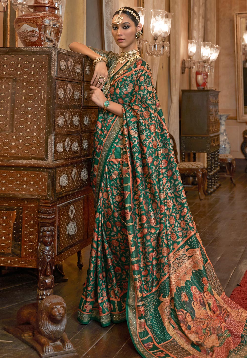 Green Patola Silk Saree With Blouse 262572