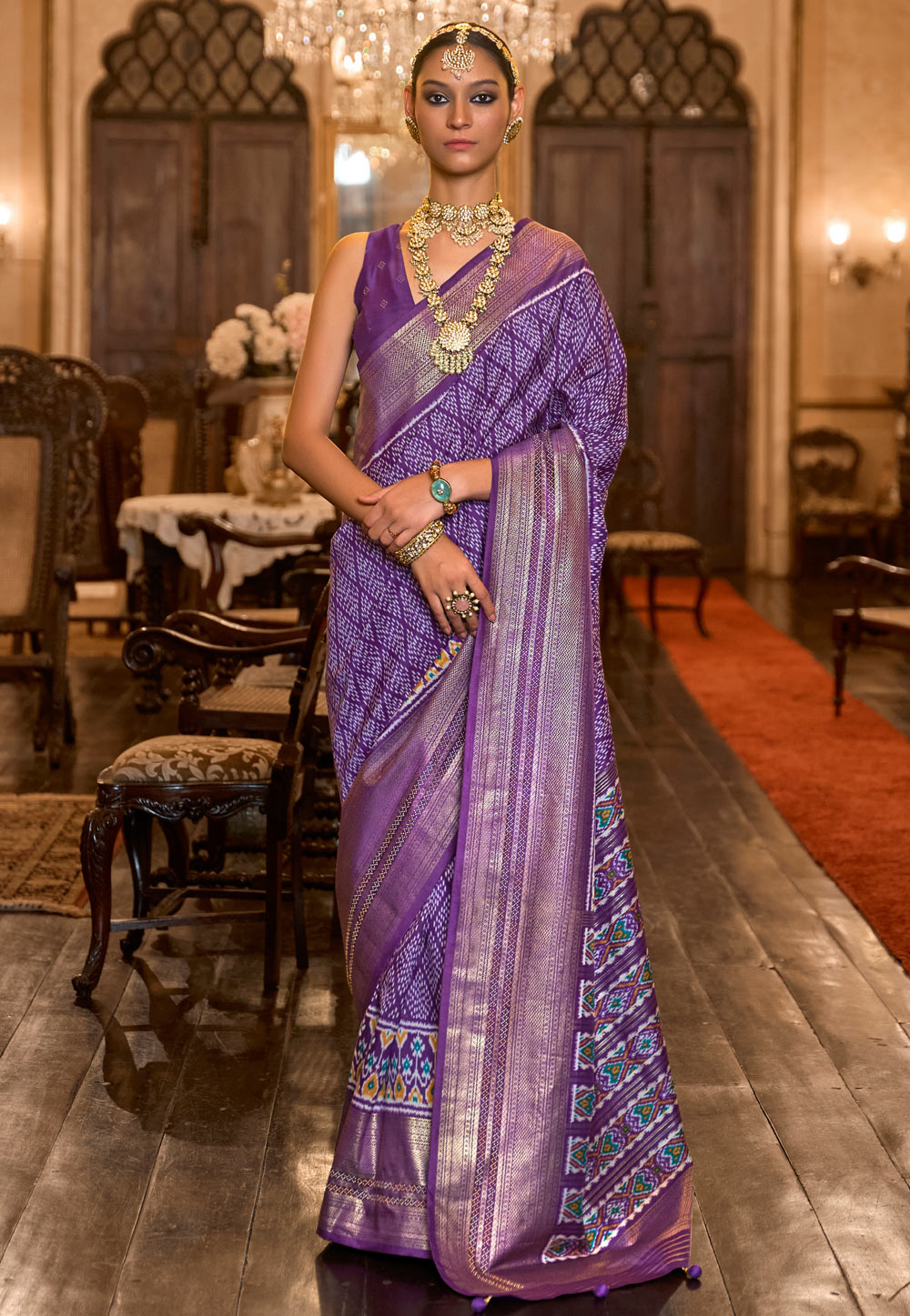 Purple Patola Silk Saree With Blouse 262495
