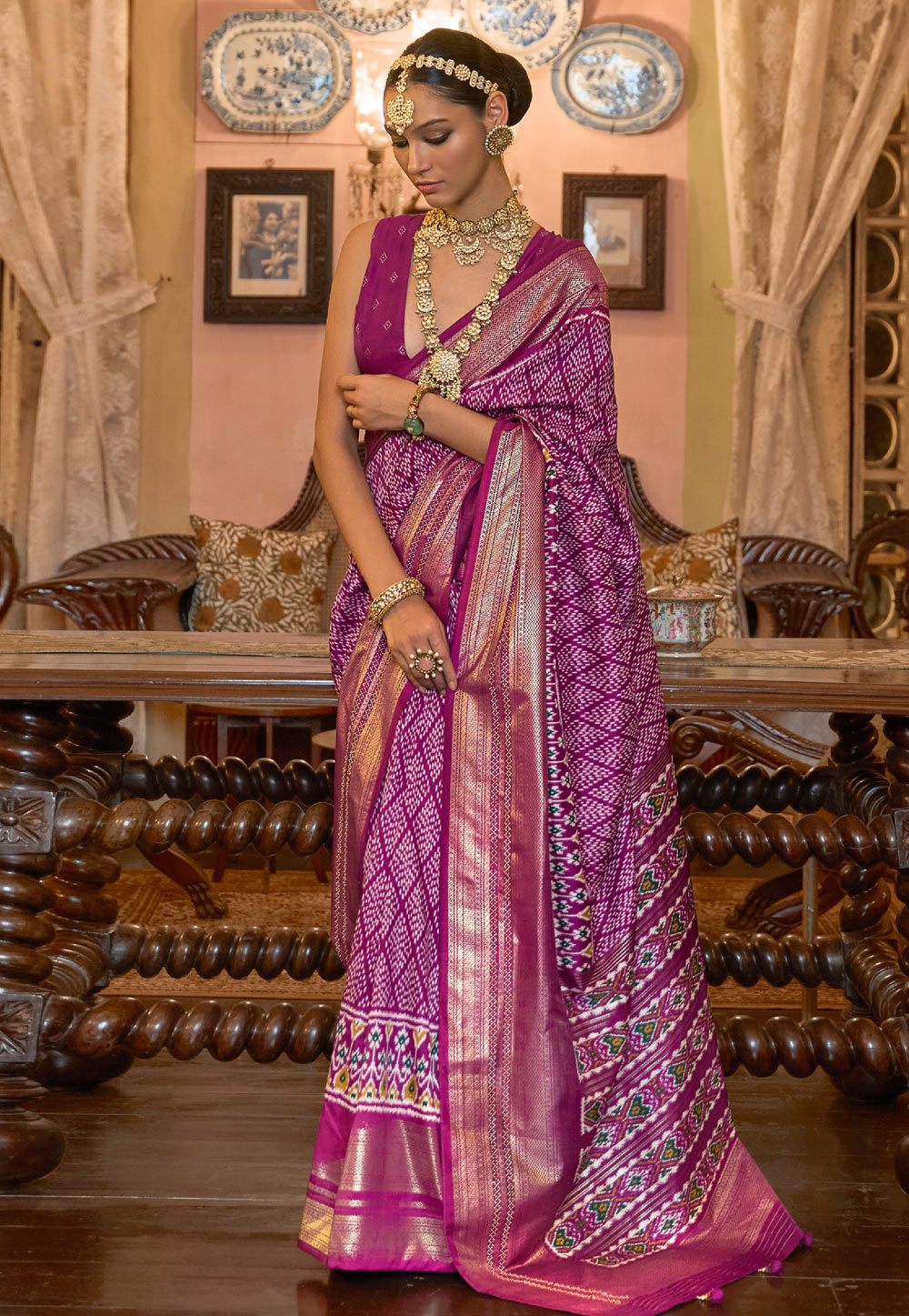 Purple Patola Silk Saree With Blouse 262500