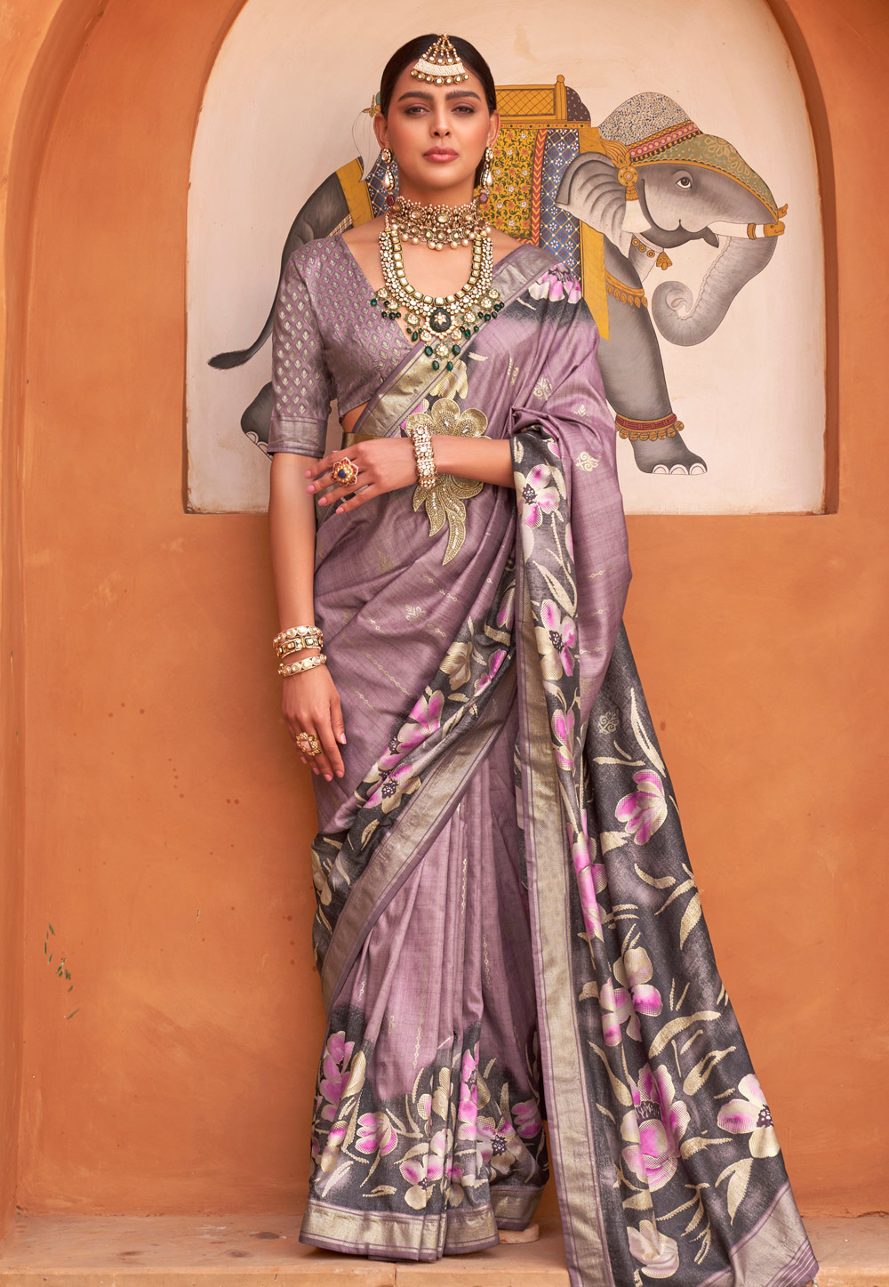 Light Purple Silk Saree With Blouse 274785