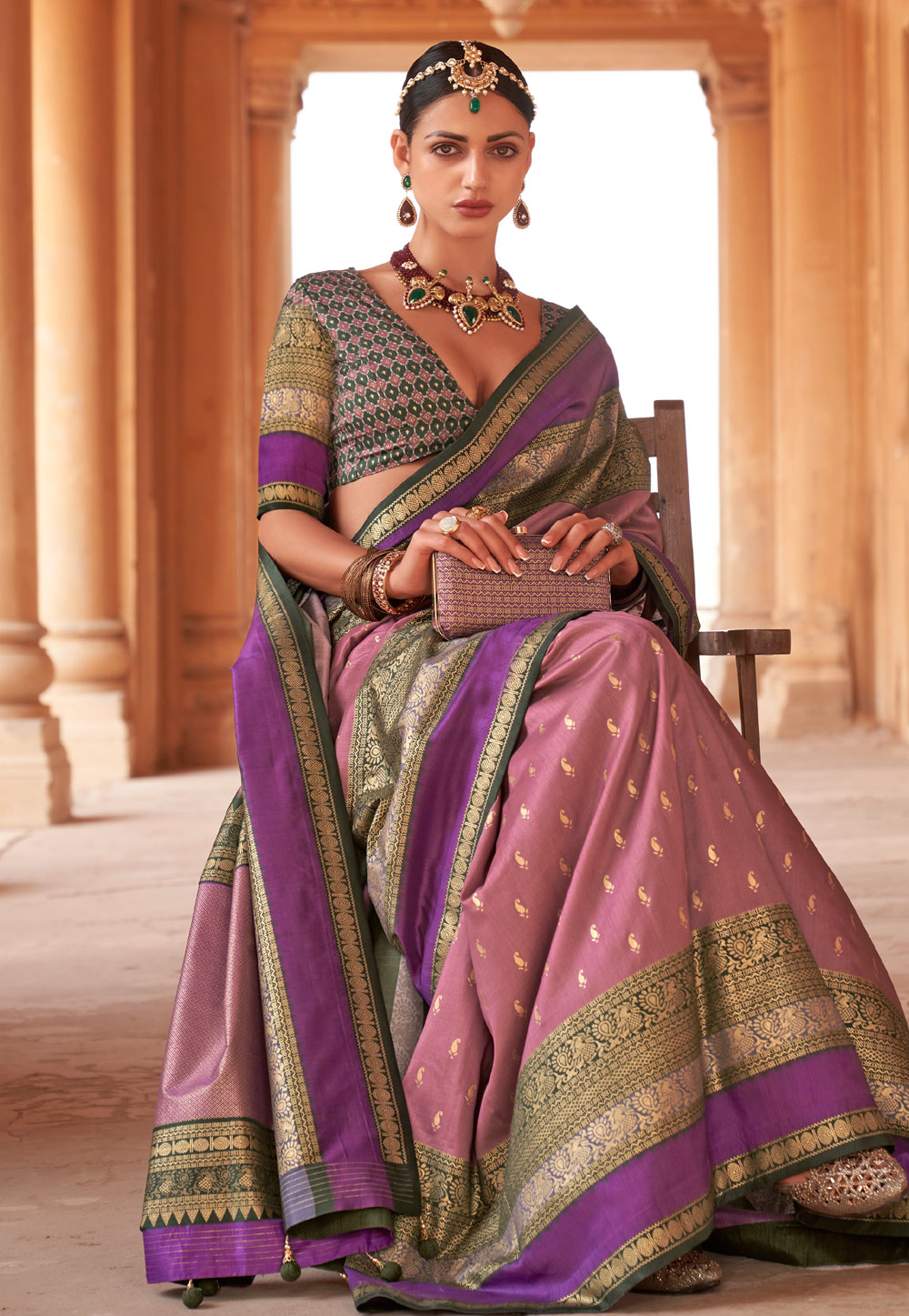 Purple Premium Actress Wear Wedding Wear Dola Silk Woven Designer Saree -  Pramukh Fab - 4271855