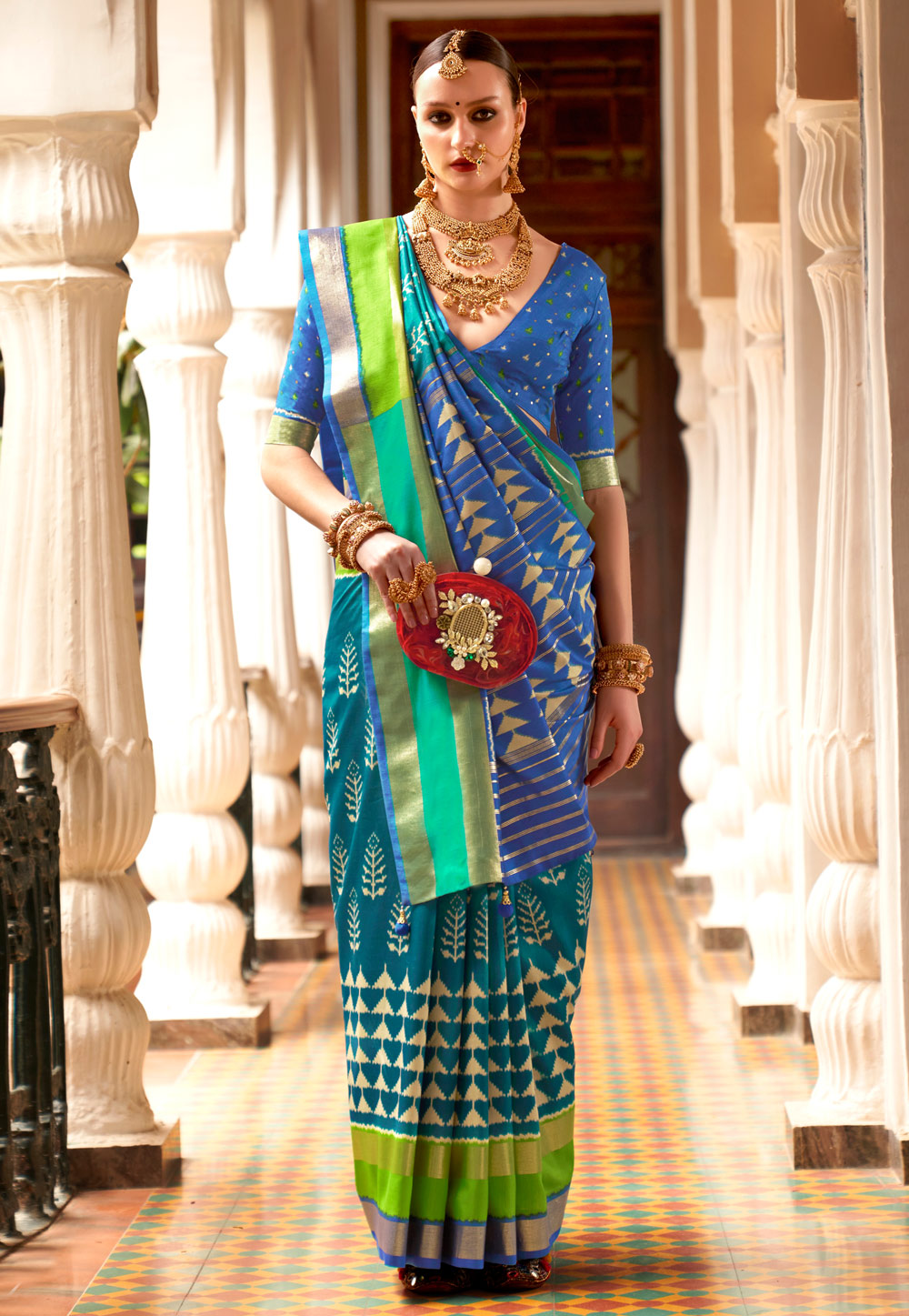 Teal Silk Patola Saree 269813