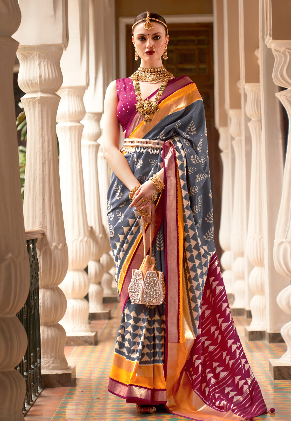 Grey Silk Patola Saree 269815