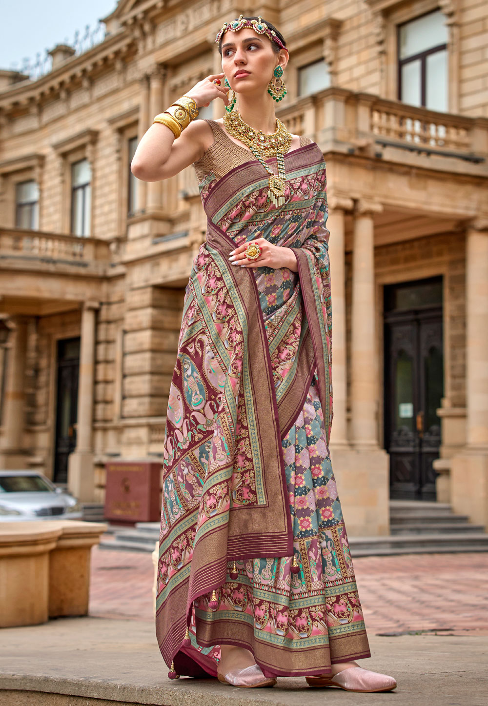 Multicolor Silk Saree With Blouse 272305