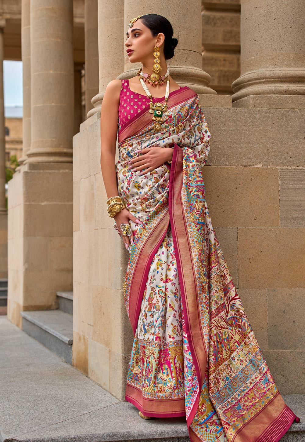 Off White Silk Saree With Blouse 272308