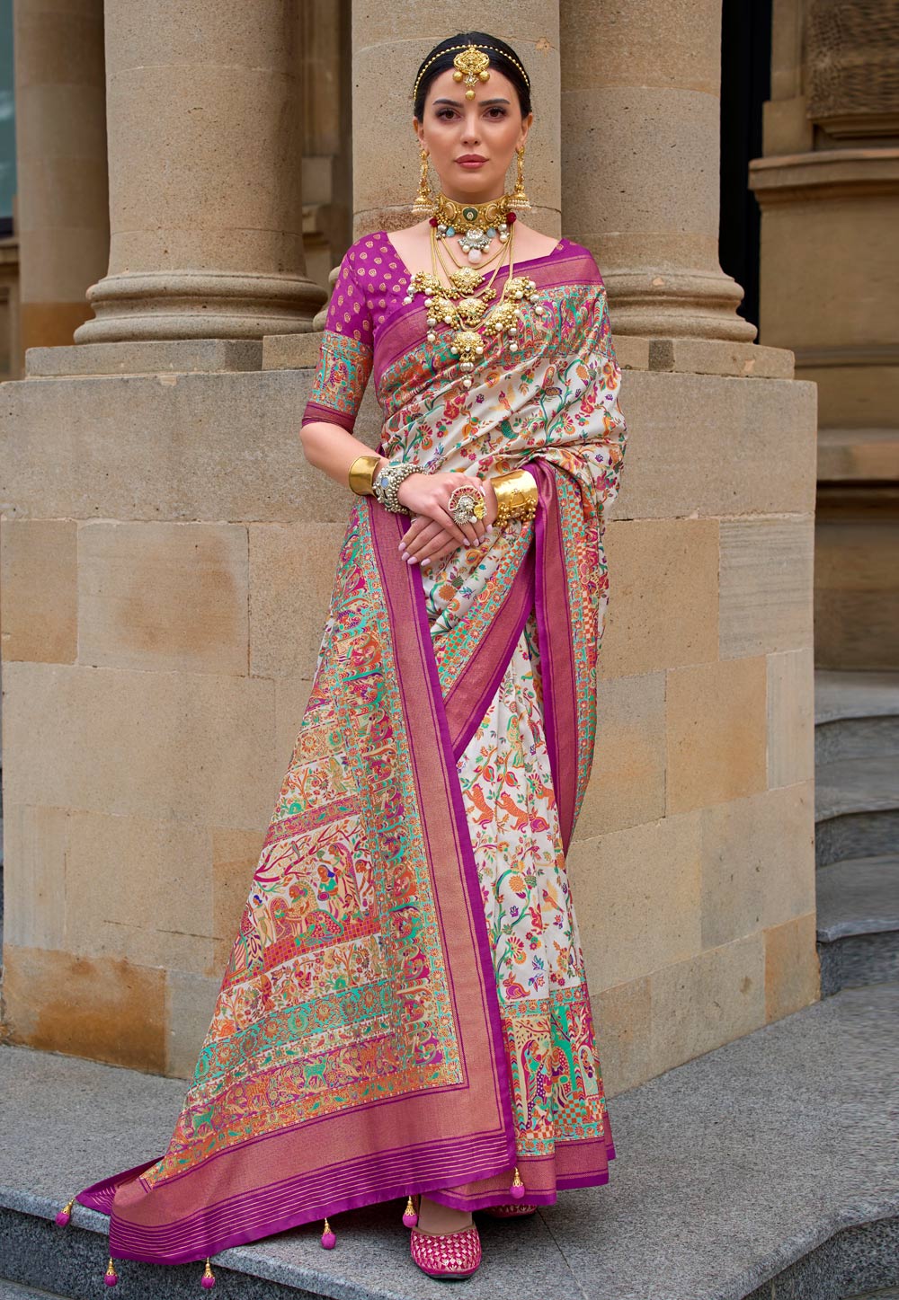 Off White Silk Saree With Blouse 272310