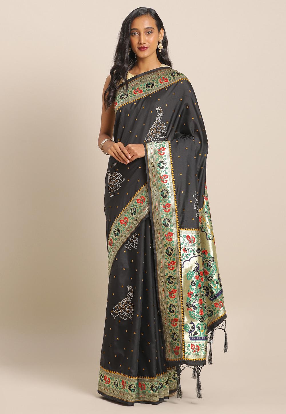 Black Banarasi Silk Festival Wear Saree 206532