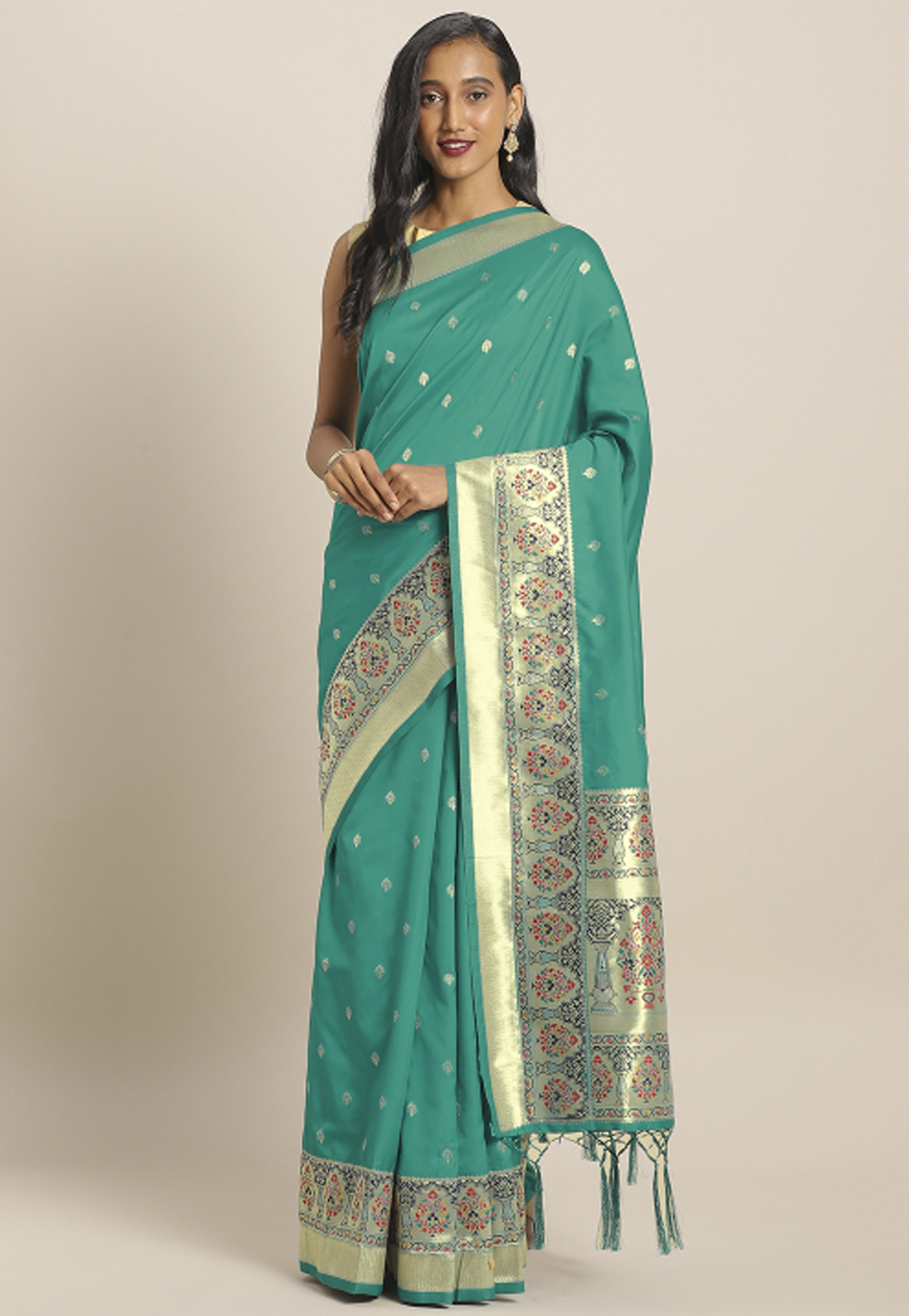 Teal Banarasi Silk Festival Wear Saree 206534