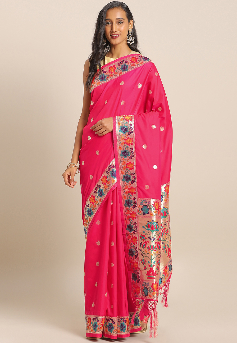 Pink Banarasi Silk Festival Wear Saree 206544