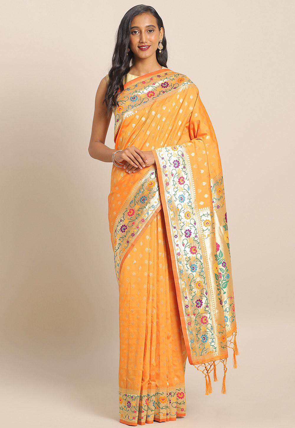 Yellow Banarasi Silk Festival Wear Saree 206546