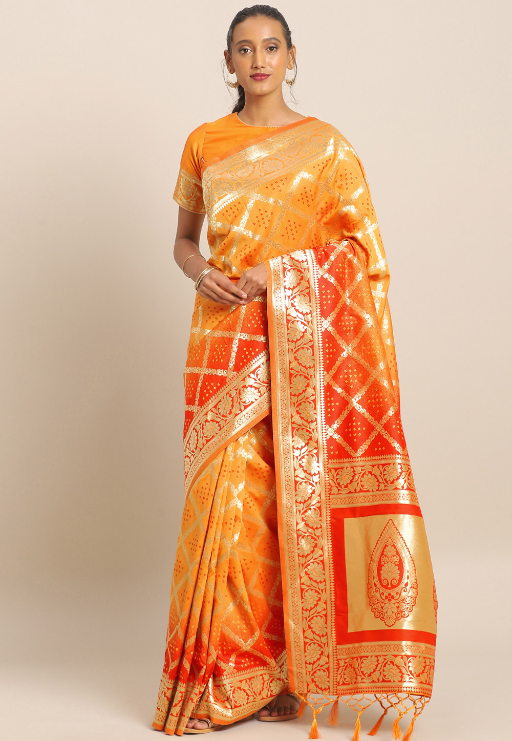 Yellow Banarasi Silk Festival Wear Saree 206550