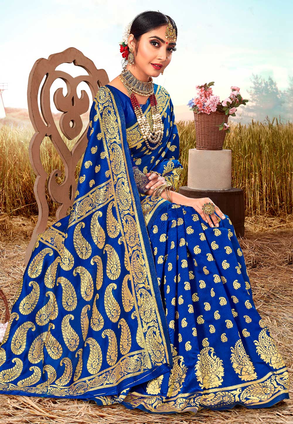 Blue Silk Saree With Blouse 206555
