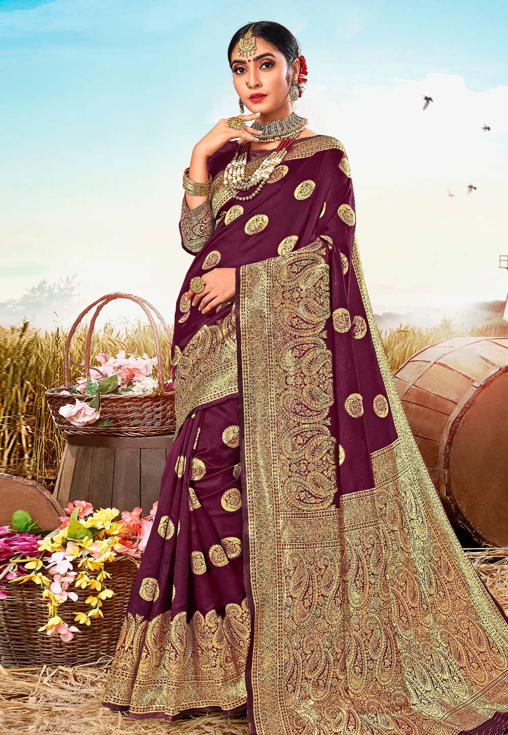 Purple Silk Saree With Blouse 206559