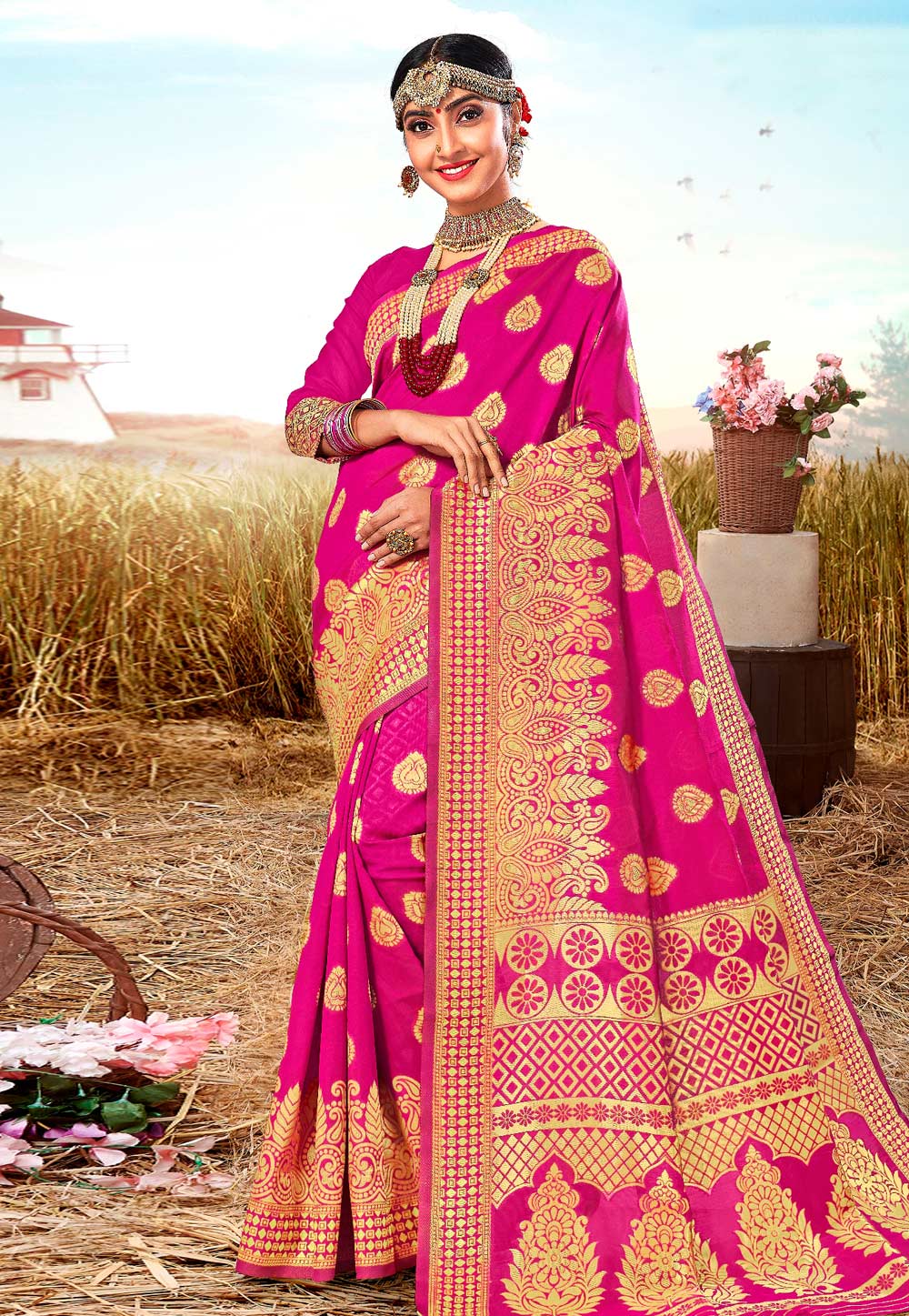 Pink Silk Saree With Blouse 206561