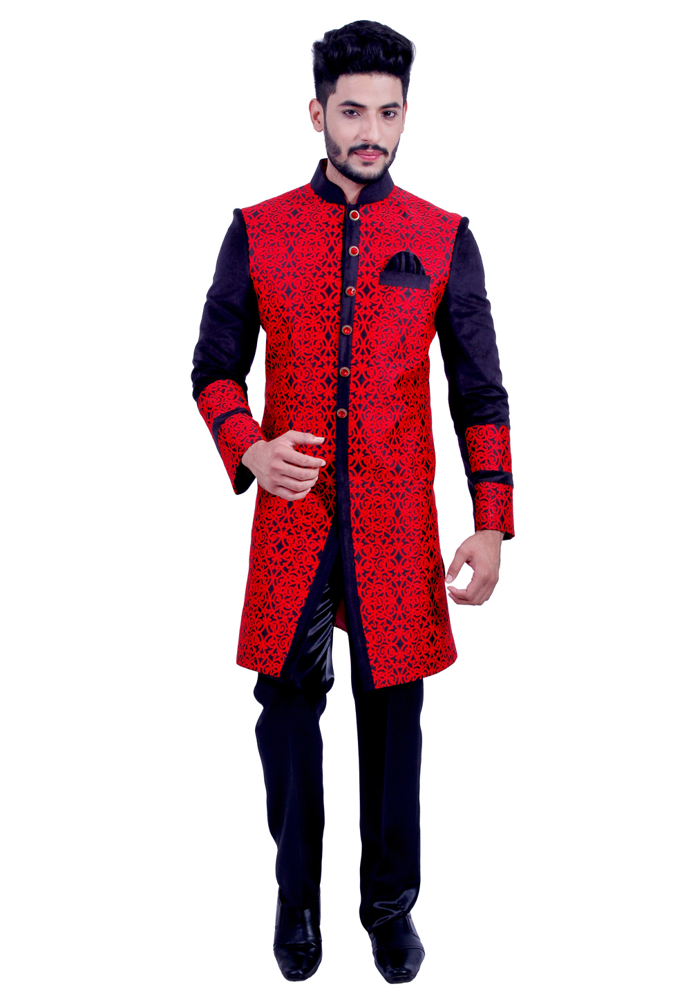 Red Jute Readymade Indo Western Suit 204462