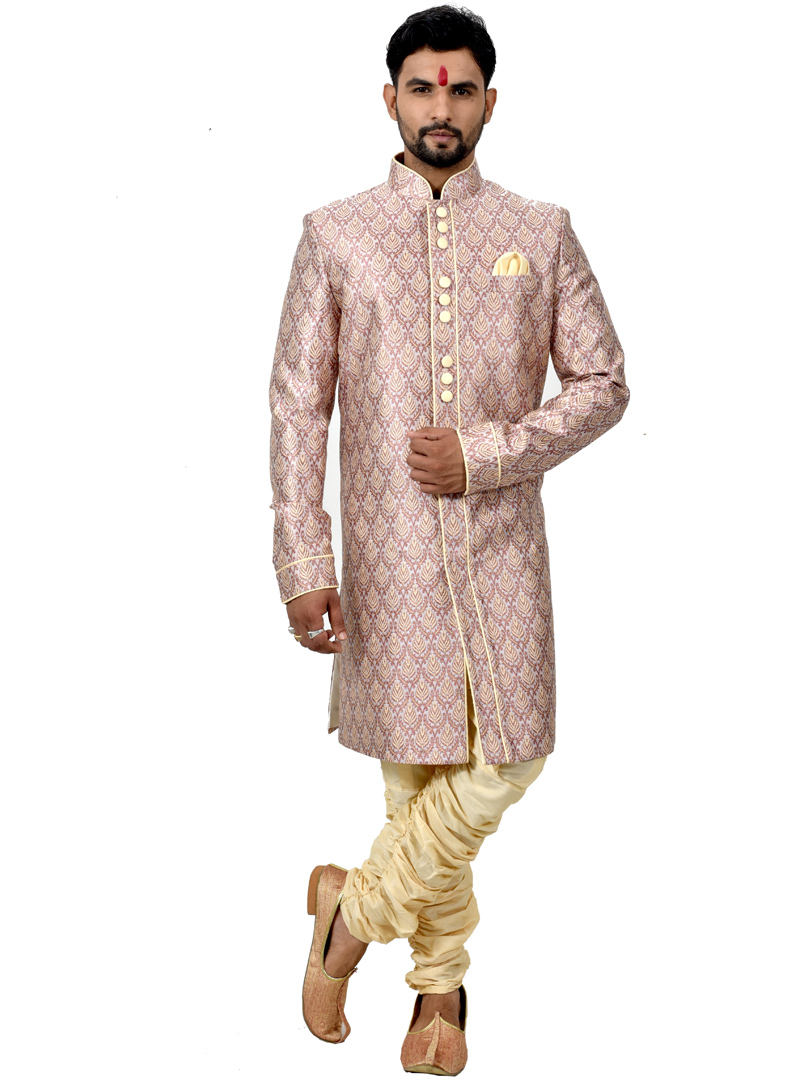 Beige Silk Readymade Indo Western Suit 112367
