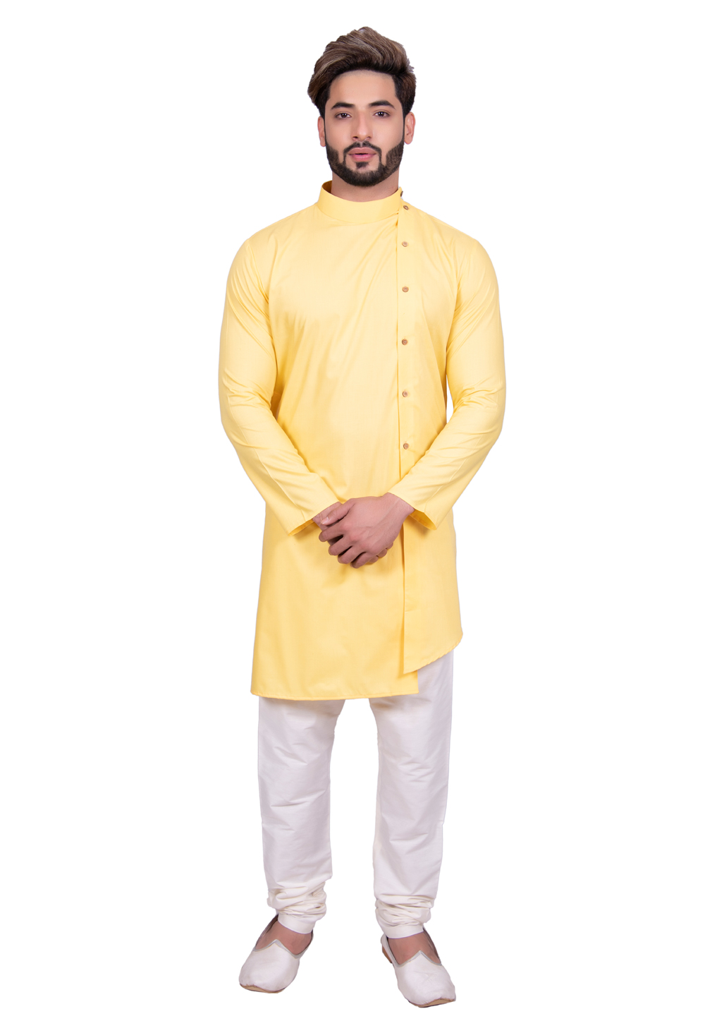 Yellow Cotton Readymade Indo Western Kurta 202456