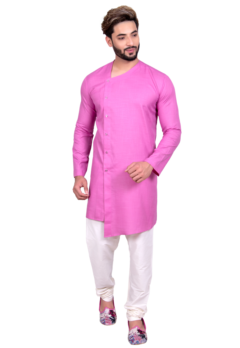 Pink Cotton Readymade Indo Western Kurta 202460