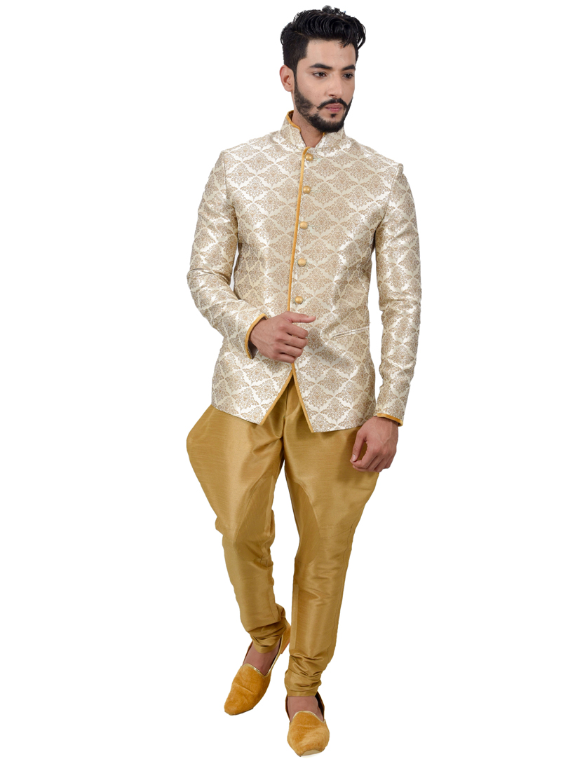 White Jute Jodhpuri Suit 114000