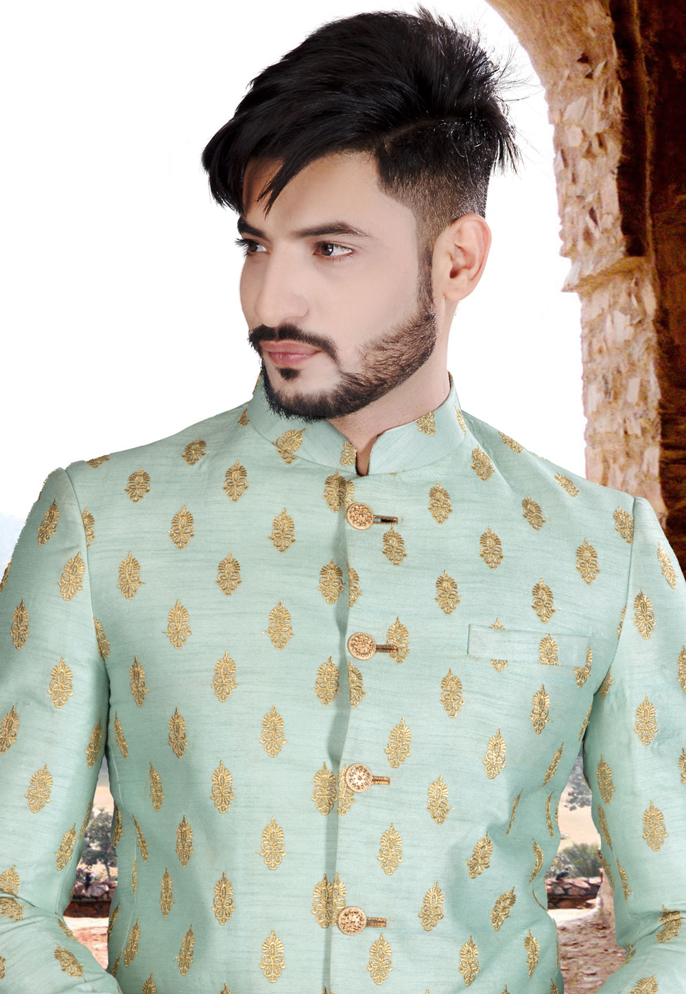 Rose Gold Jodhpuri Jacket Set Design by Soniya G Men at Pernia's Pop Up  Shop 2024