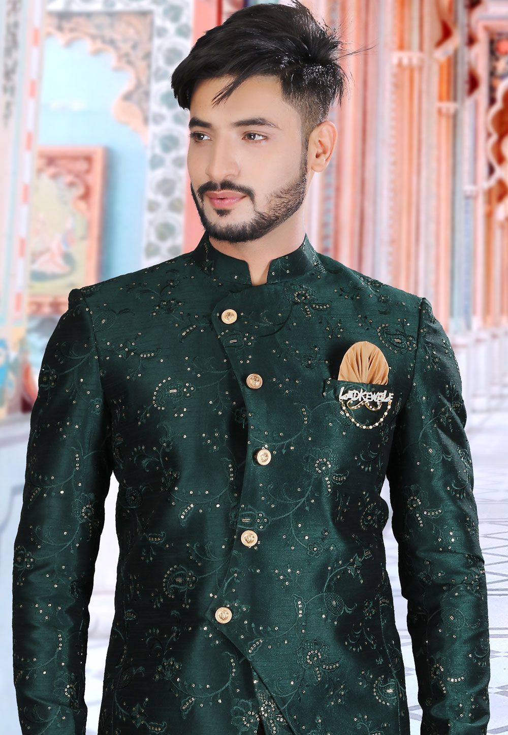 Mens Green Jodhpuri Style Safari Blazer | Monarch Garments – Paridhanin