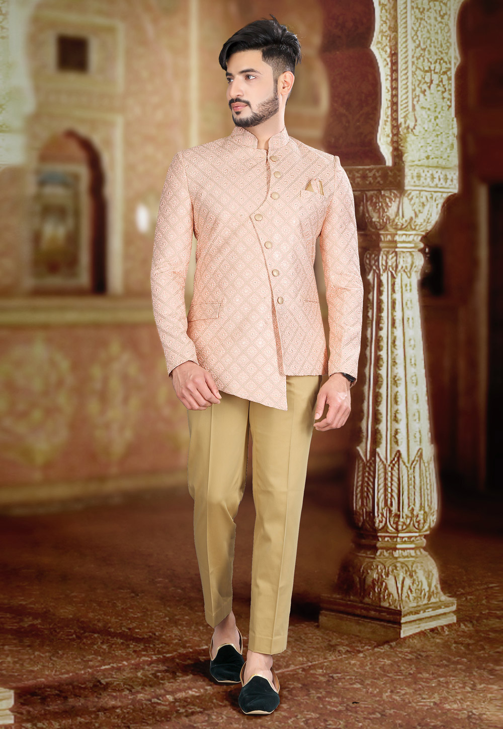 Pink Silk Jodhpuri Suit 250479