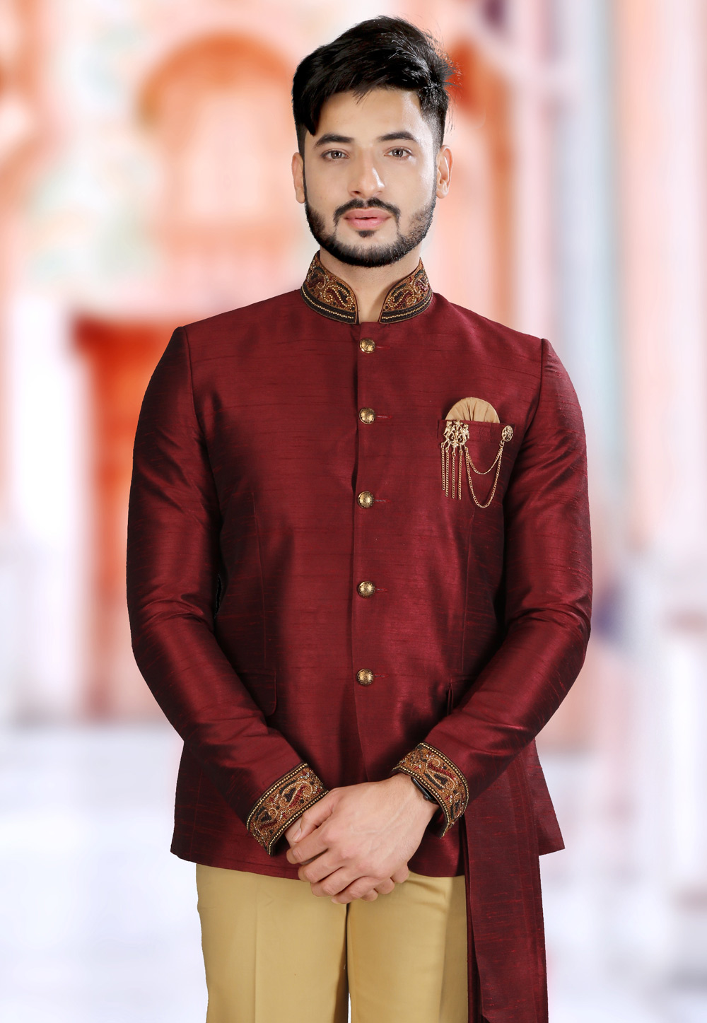 Buy Maroon Color Jodhpuri Suit Online