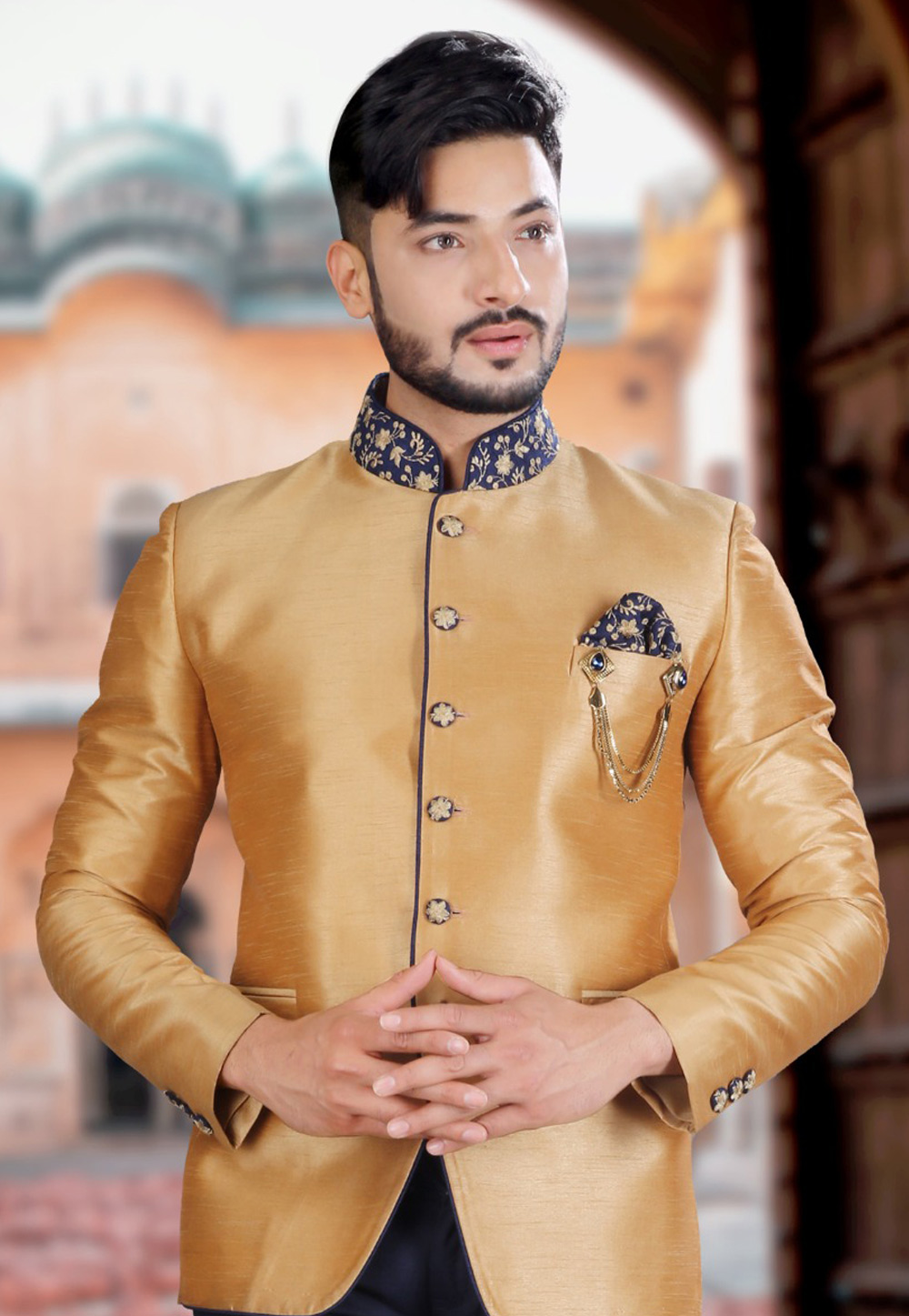 yourdesignerwear - White and Golden #Jodhpuri #Suit Price - $153.96 USD /  9997 INR SKU - GQB1406 For inquiries worldwide (WhatsApp / Viber)  +91-9601258099 Order Online @ http://ow.ly/UGBd30jUnP0 | Facebook