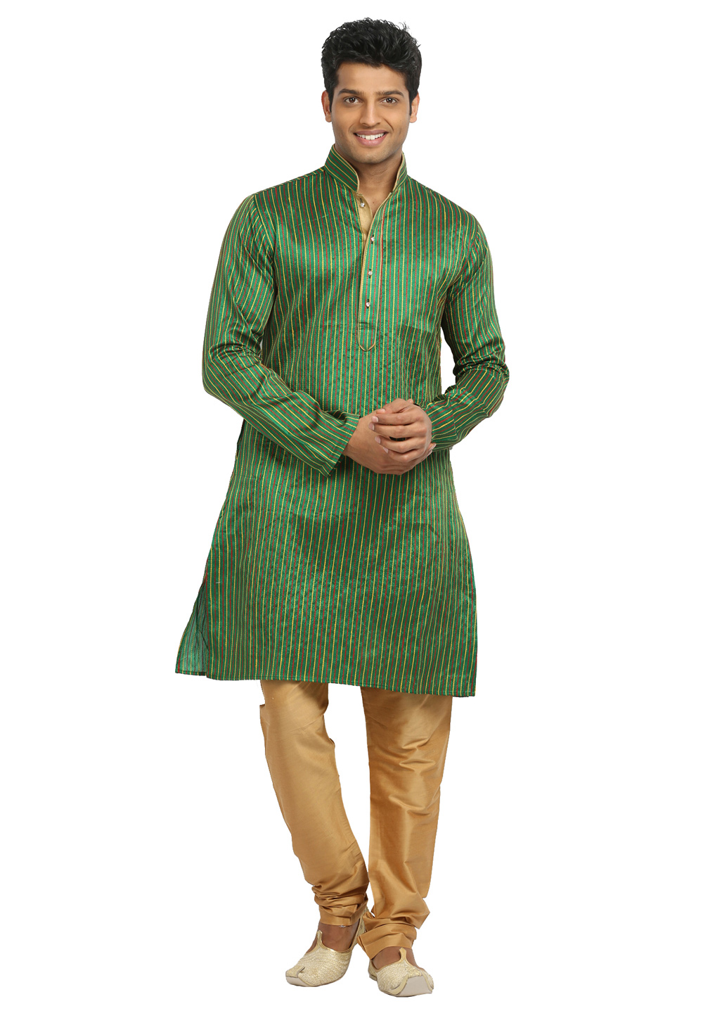 Green Art Silk Readymade Kurta Pajama 203707
