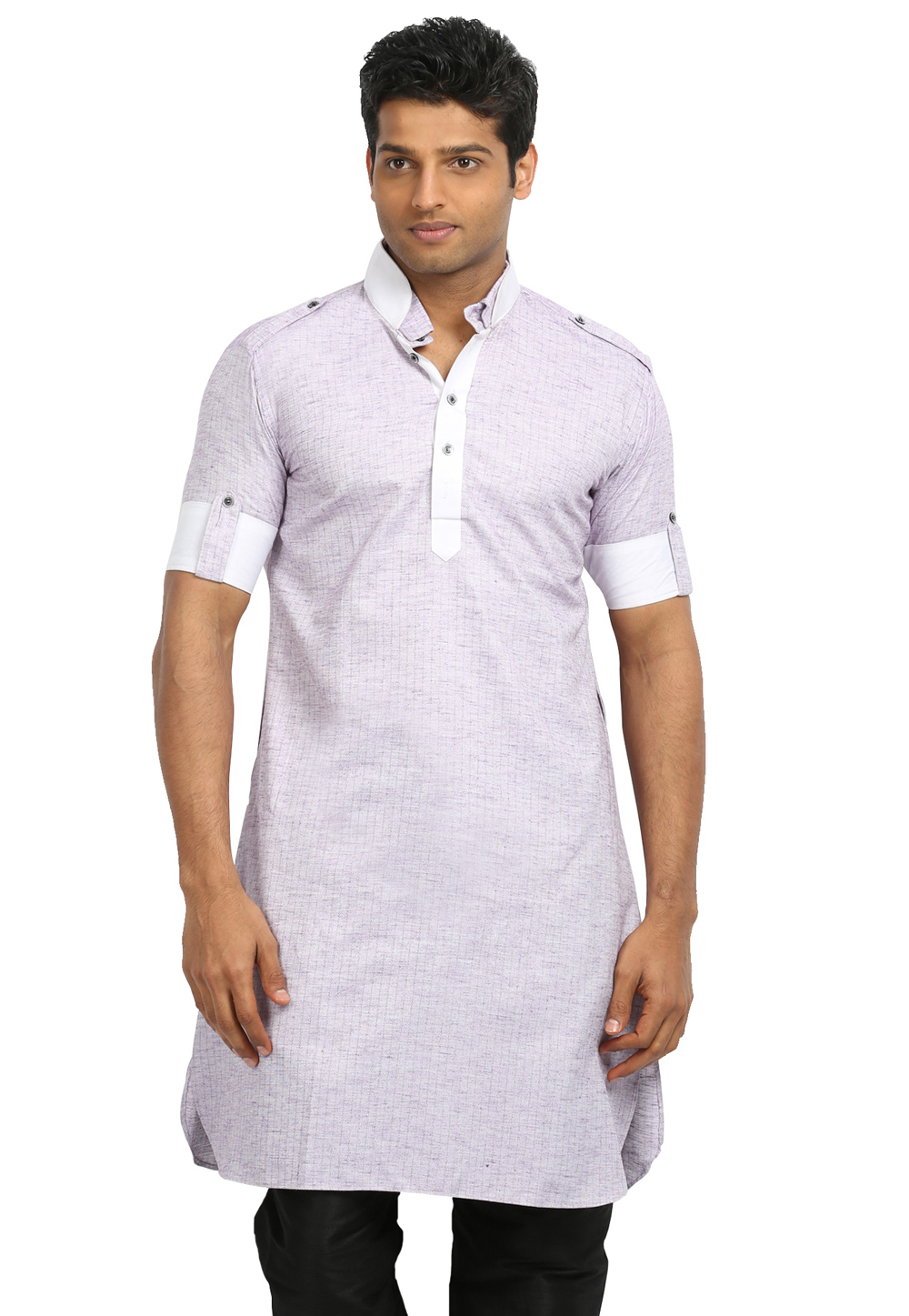 Light Violet Cotton Readymade Pathani Suit 166338