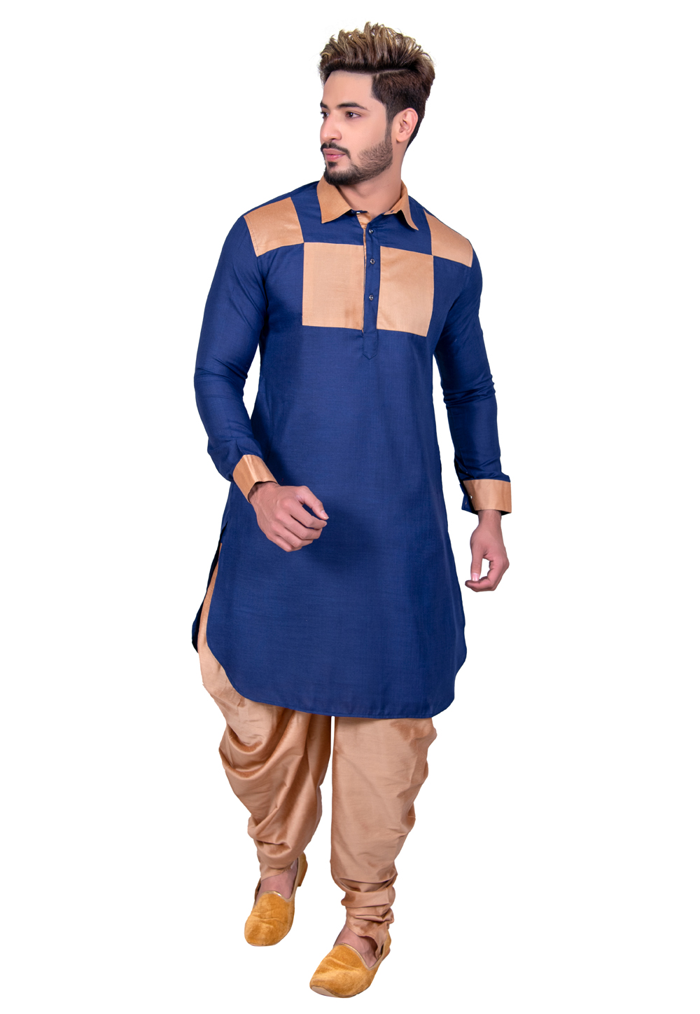 Blue Cotton Readymade Pathani Suit 202433