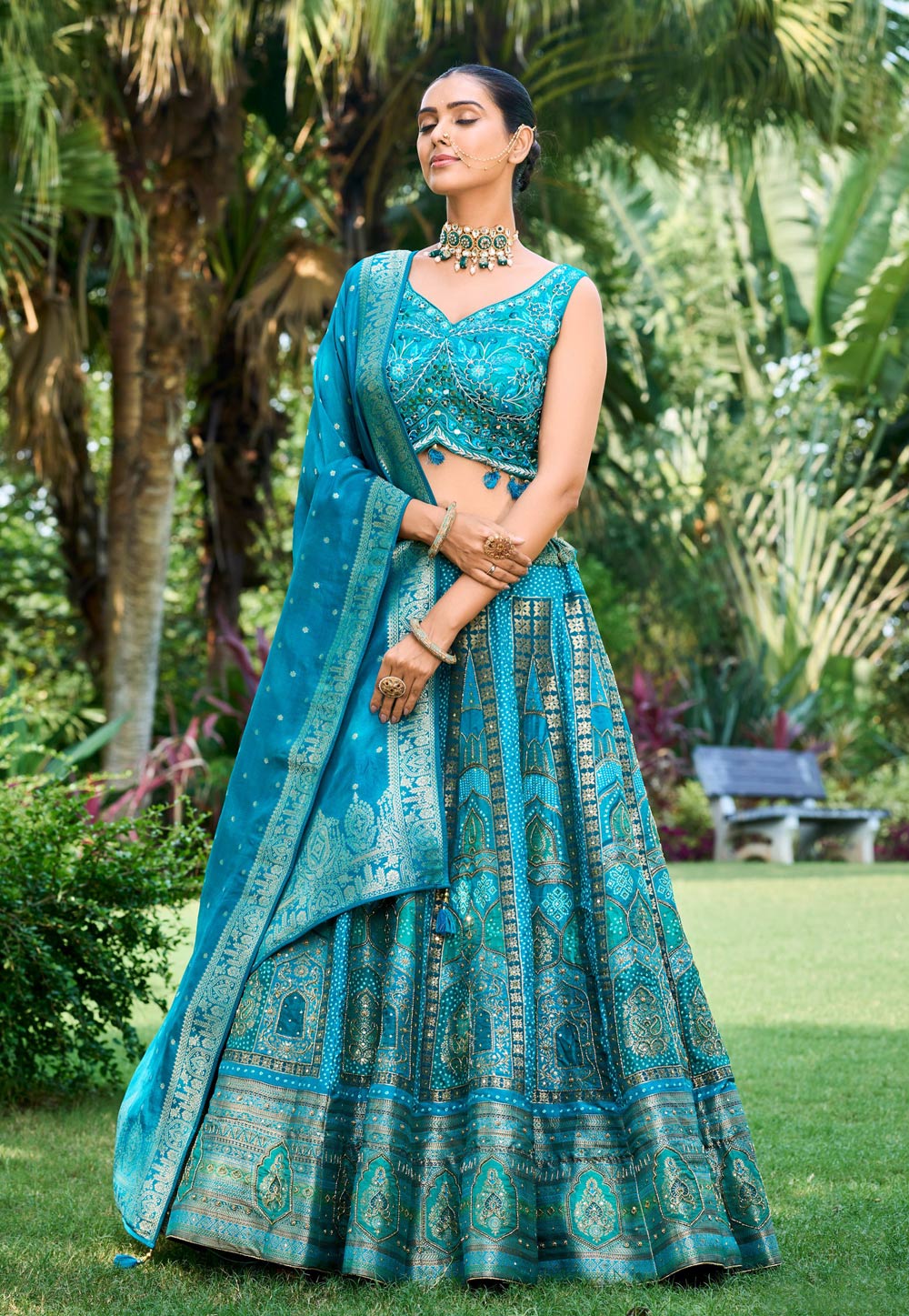 Turquoise Silk Lehenga Choli For Wedding 275518