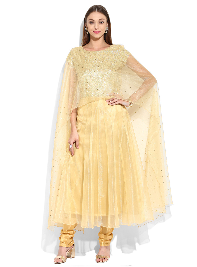 Golden Net Readymade Designer Long Anarkali Suit 104220