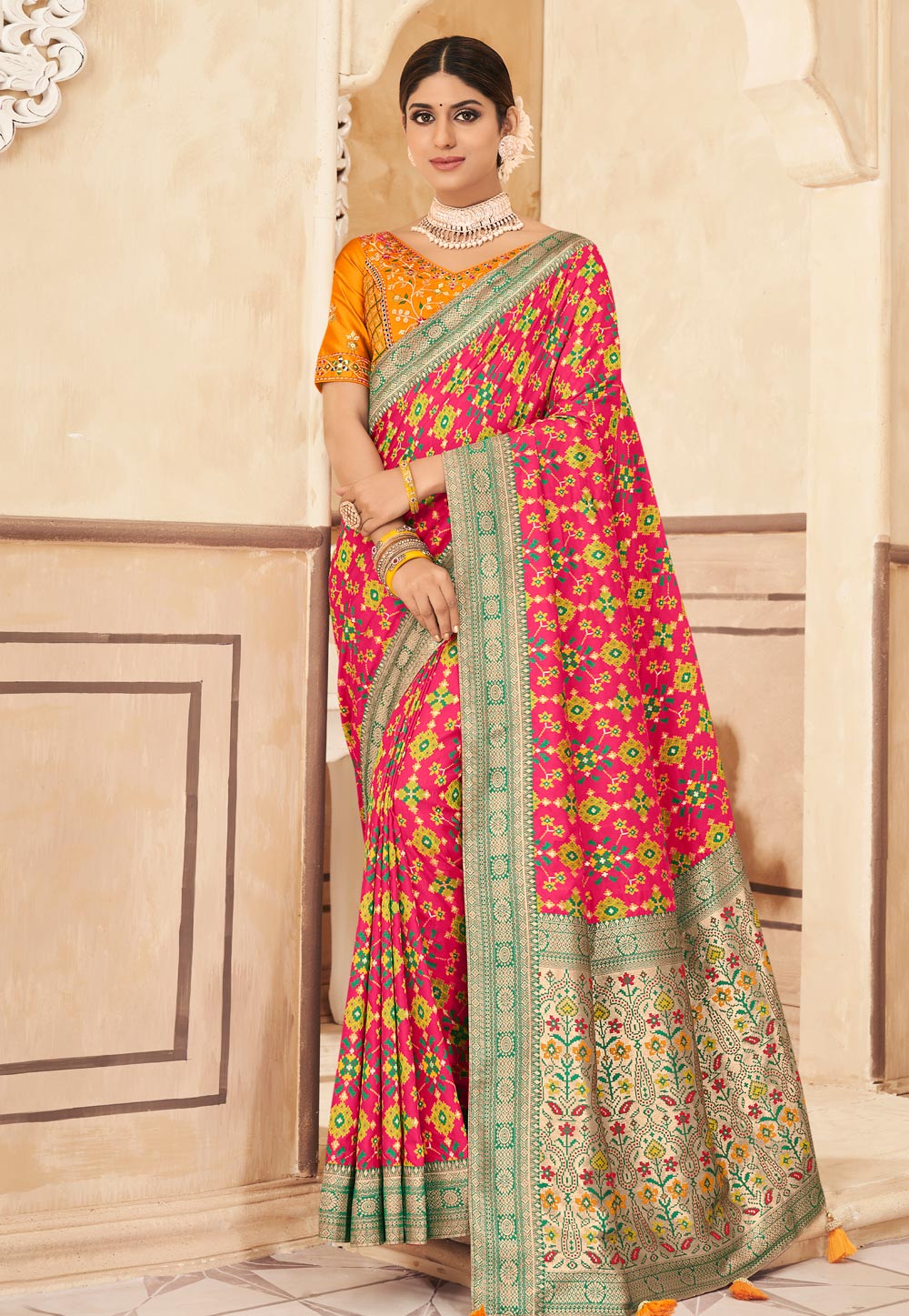 Magenta Silk Printed Saree 246498