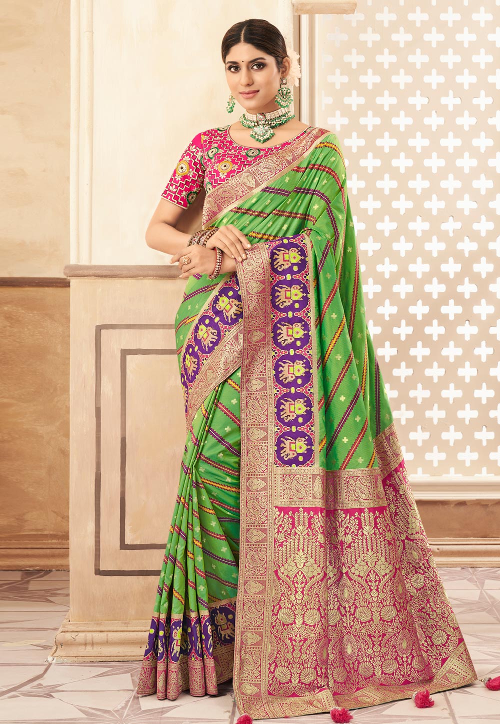 Light Green Silk Printed Saree 246500