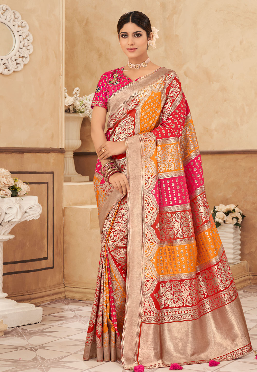 Magenta Silk Printed Saree 246504