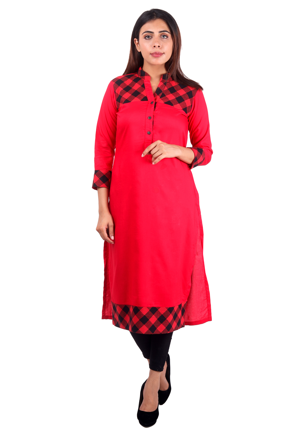 Red Cotton Readymade Printed Tunic 168827