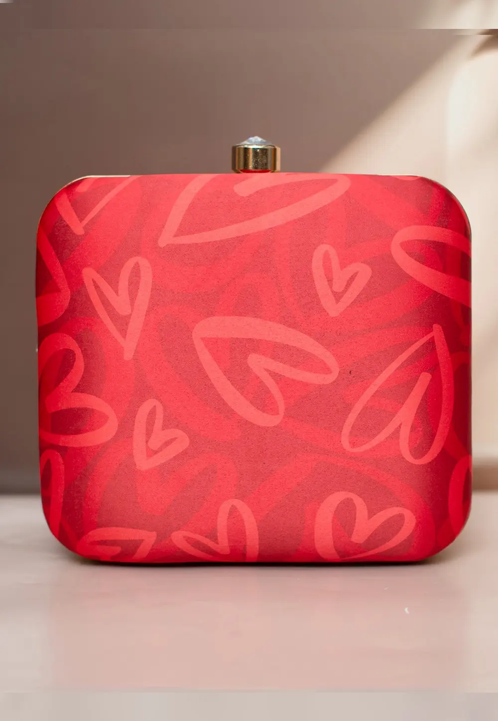 Red Art Silk Clutch 298756