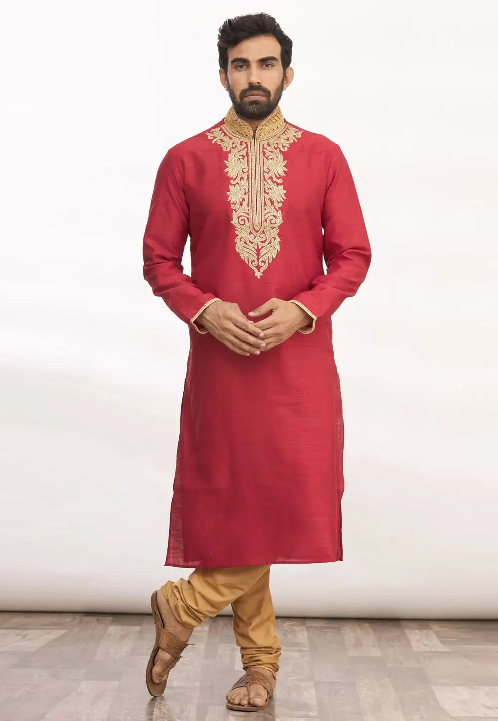 Red Art Silk Kurta Pajama 300783