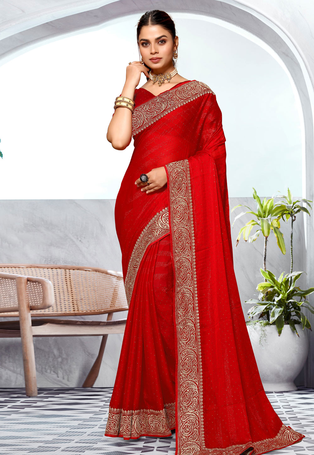 Red Art Silk Saree With Blouse 285674