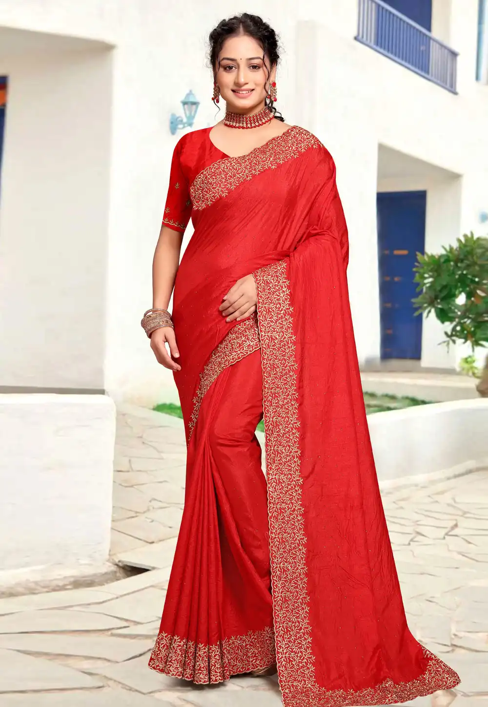 Red Art Silk Saree With Blouse 294138