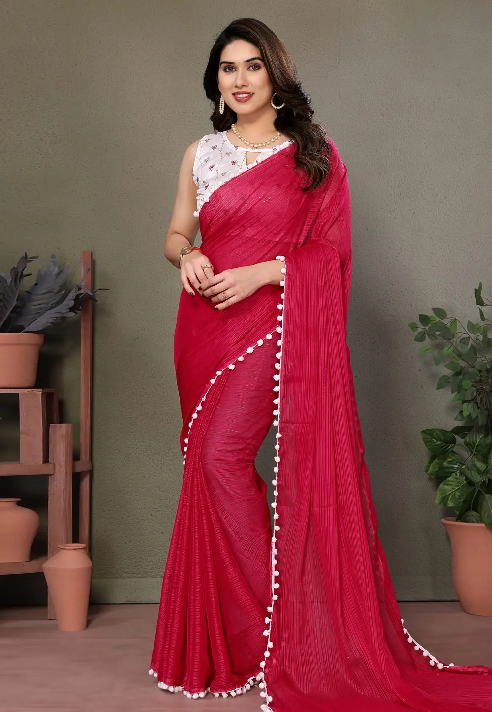 Red Art Silk Saree With Blouse 301986