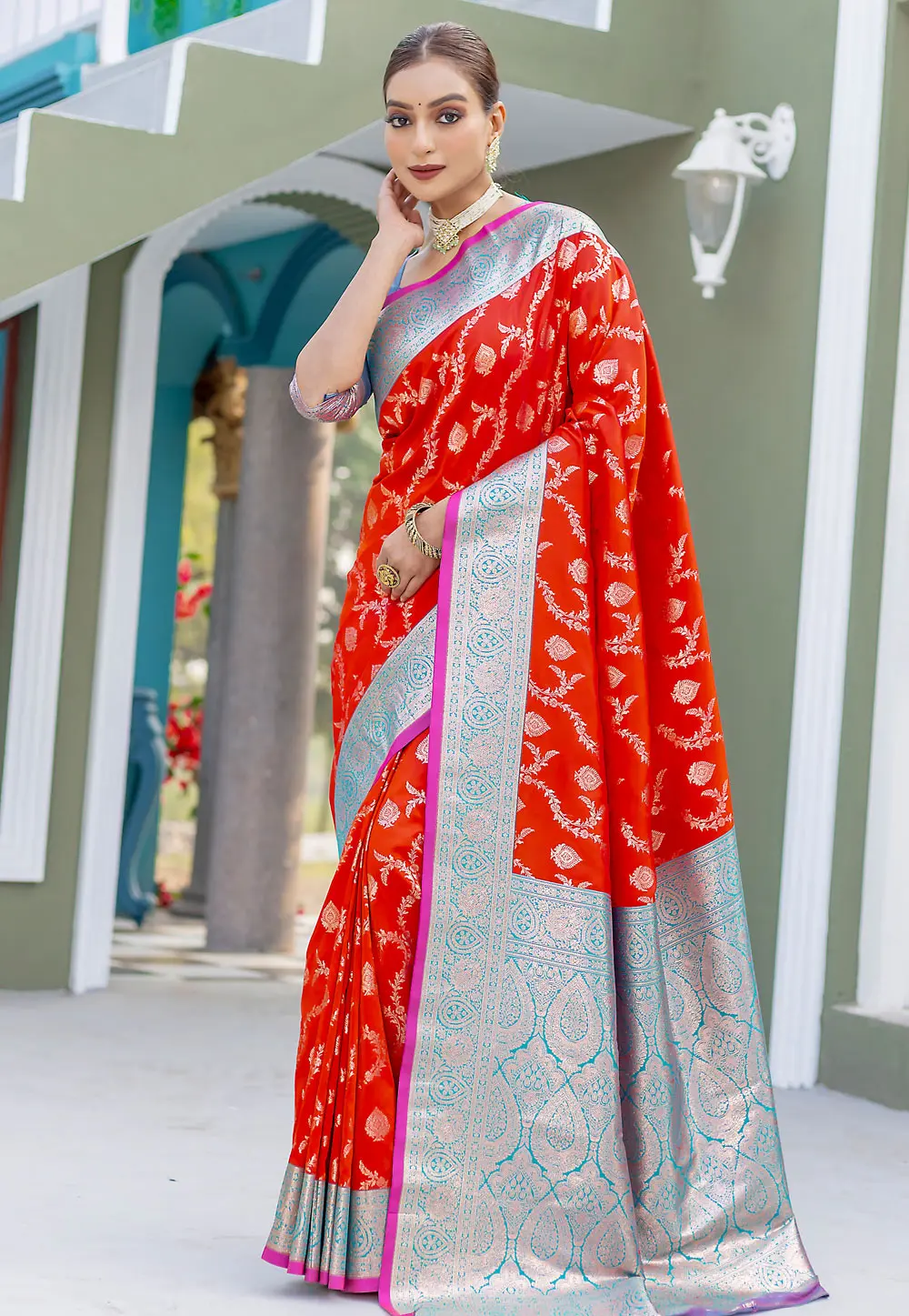 Red Banarasi Silk Saree 299271