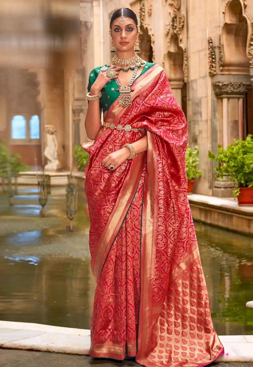 Red Banarasi Silk Saree 291054