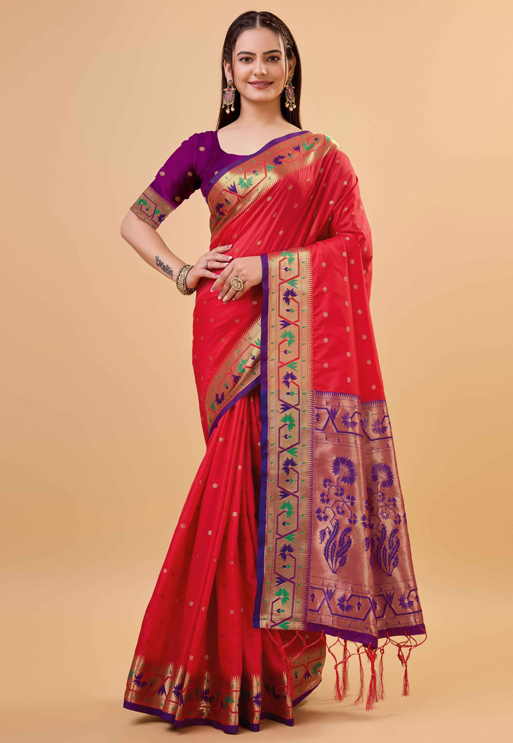 Red Banarasi Silk Saree 284082